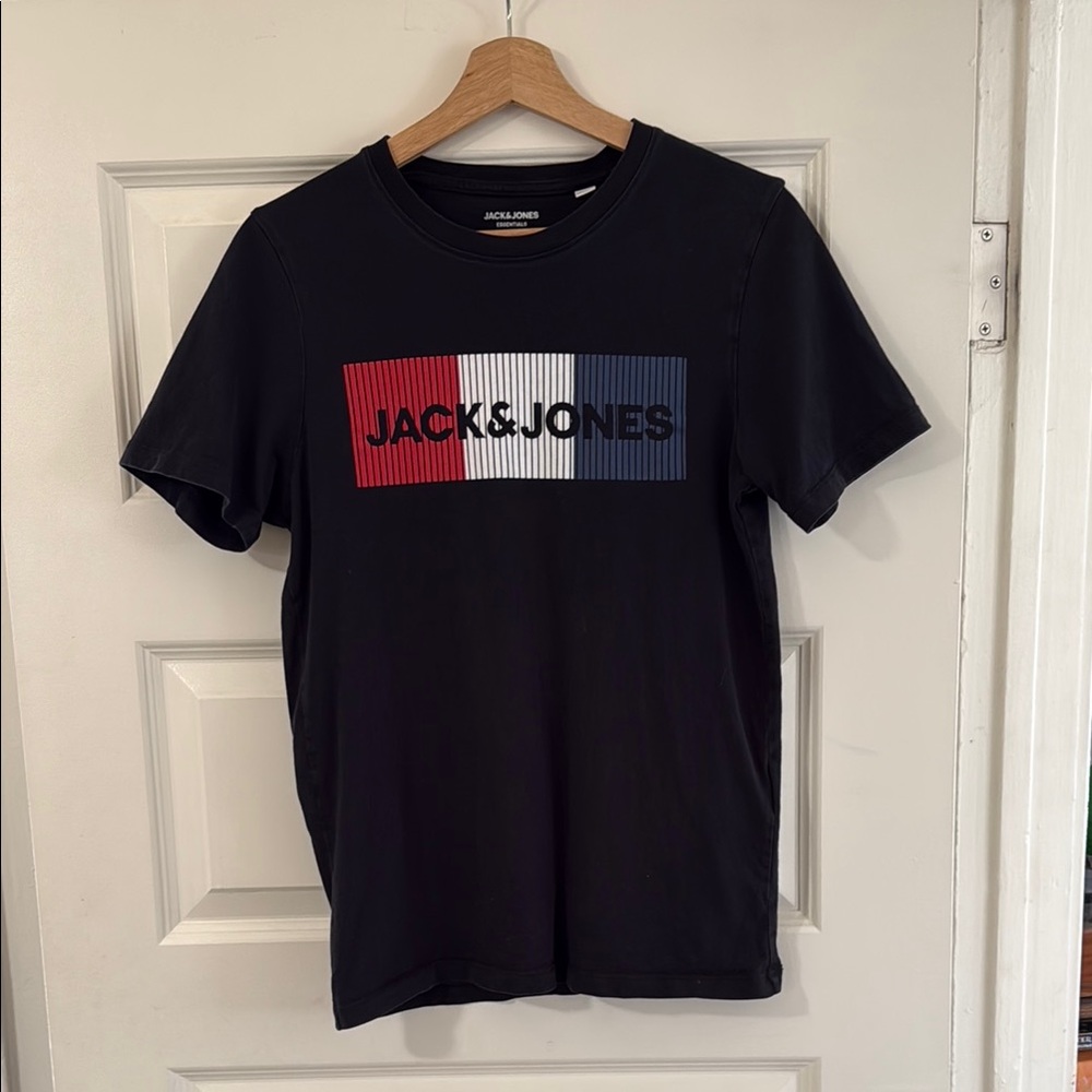 Jack & Jones Black Tee with Tricolor Logo